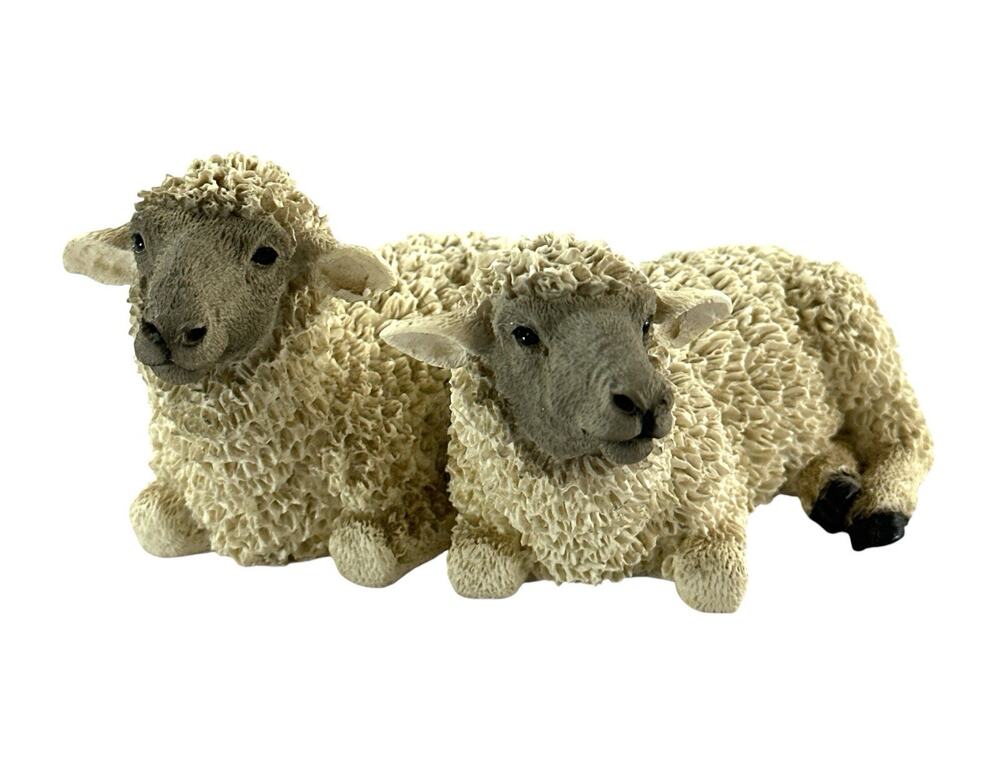 Vintage 1991 Castagna Italy Sheep Lamb Figurines Pair Flock Farm Animal 6”